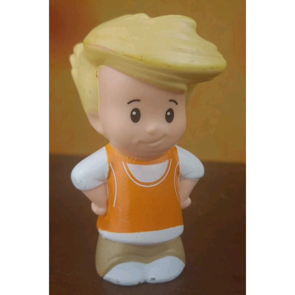 Fisher Price Little People Eddie Blonde Boy‎ Orange Vest Airplane Passenger 2012